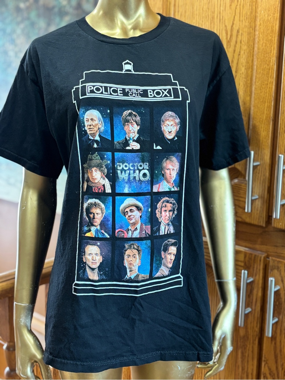Ripple Junction Doctor Who TARDIS Grid Graphic Tee in Black and Blue